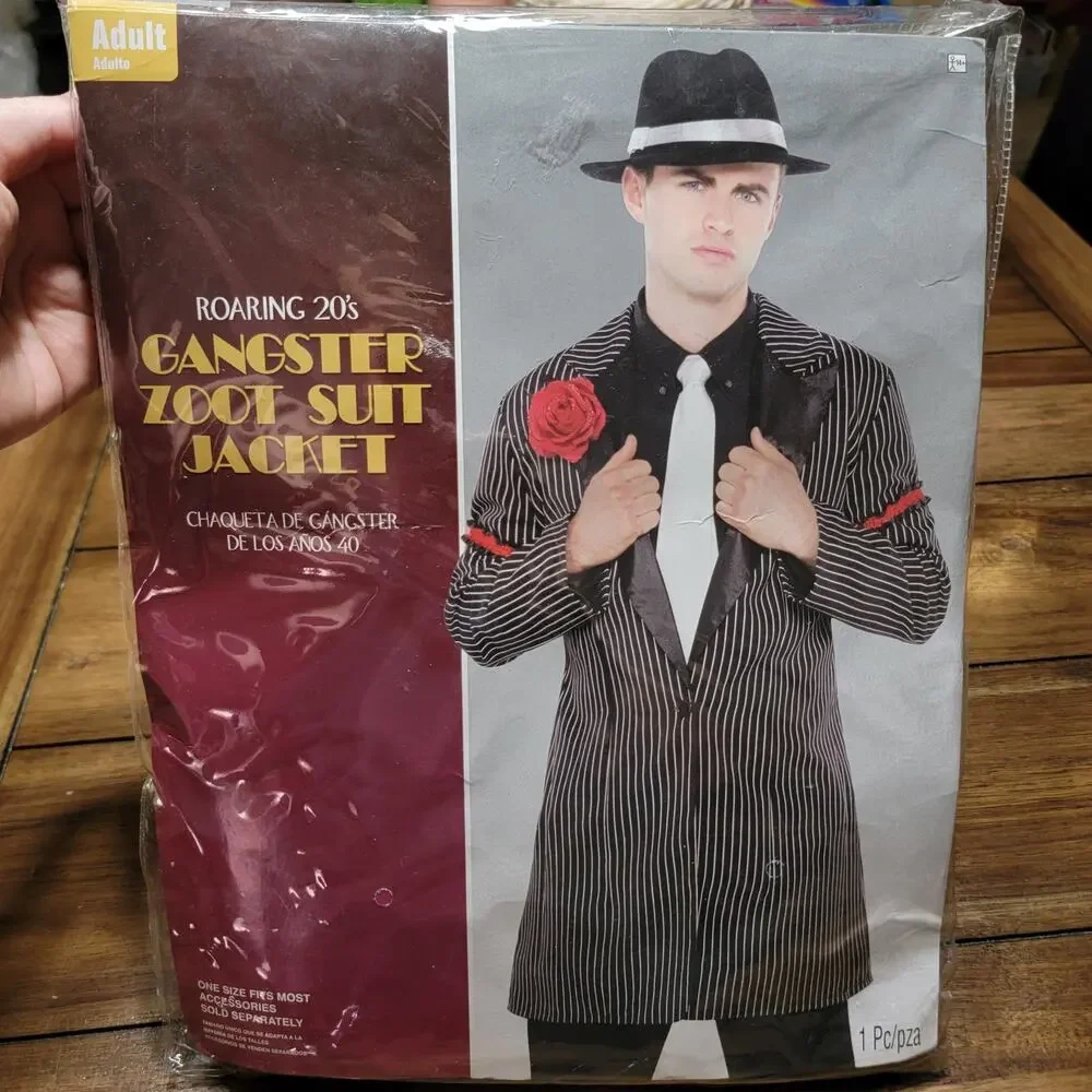 Roaring 20's Gangster Zoot Suit Jacket (OSFM) + Tie & Rose Clip